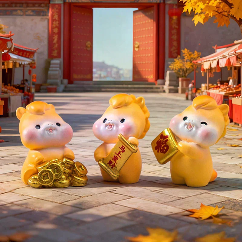 ของตกแต่งปีใหม่ 2026 รูปม้าการ์ตูนนำโชค ของประดับตกแต่งไมโครแลนด์สเคป สำหรับตกแต่งภายในรถยนต์ บ้าน โต๊ะทำงาน ของตกแต่งห้อง ของขวัญ