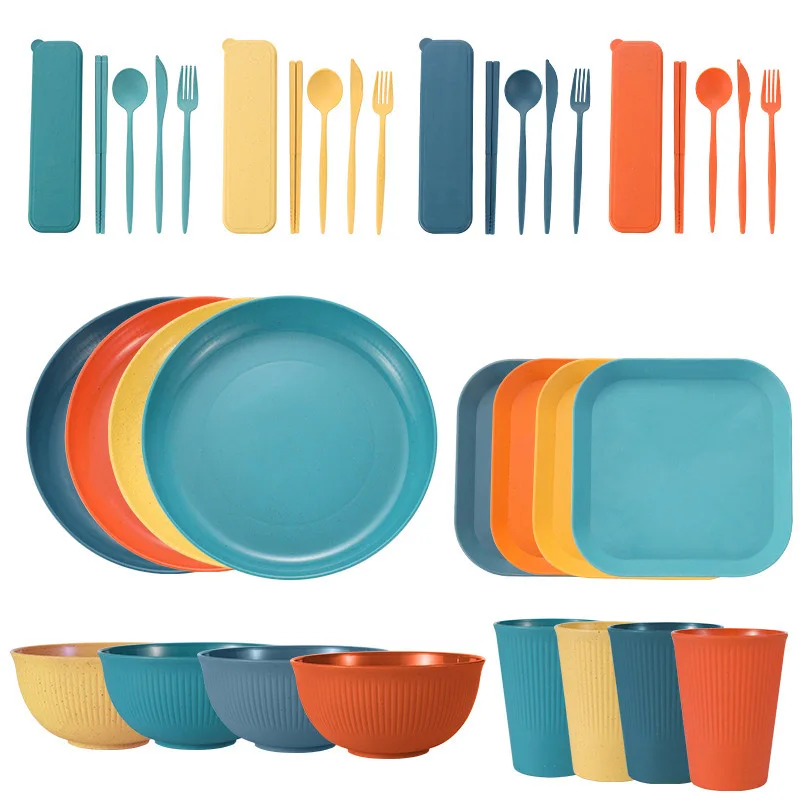 36-Piece Wheat Straw Dinnerware Set 13