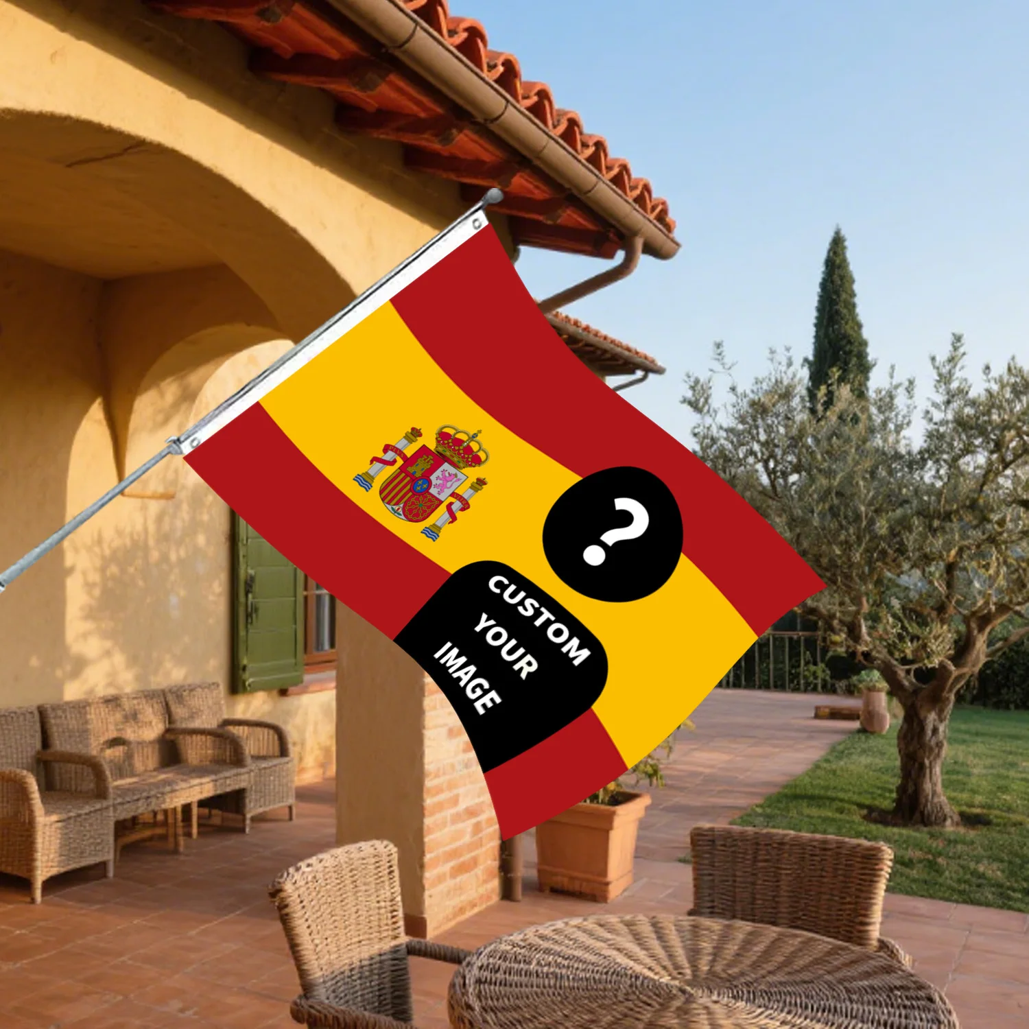 1pc 2D FLAT Personalize Spain/Spanish Flag - Custom Spanish National Flag , Ideal for Parties, Clubs, Garden, Yard, Porch