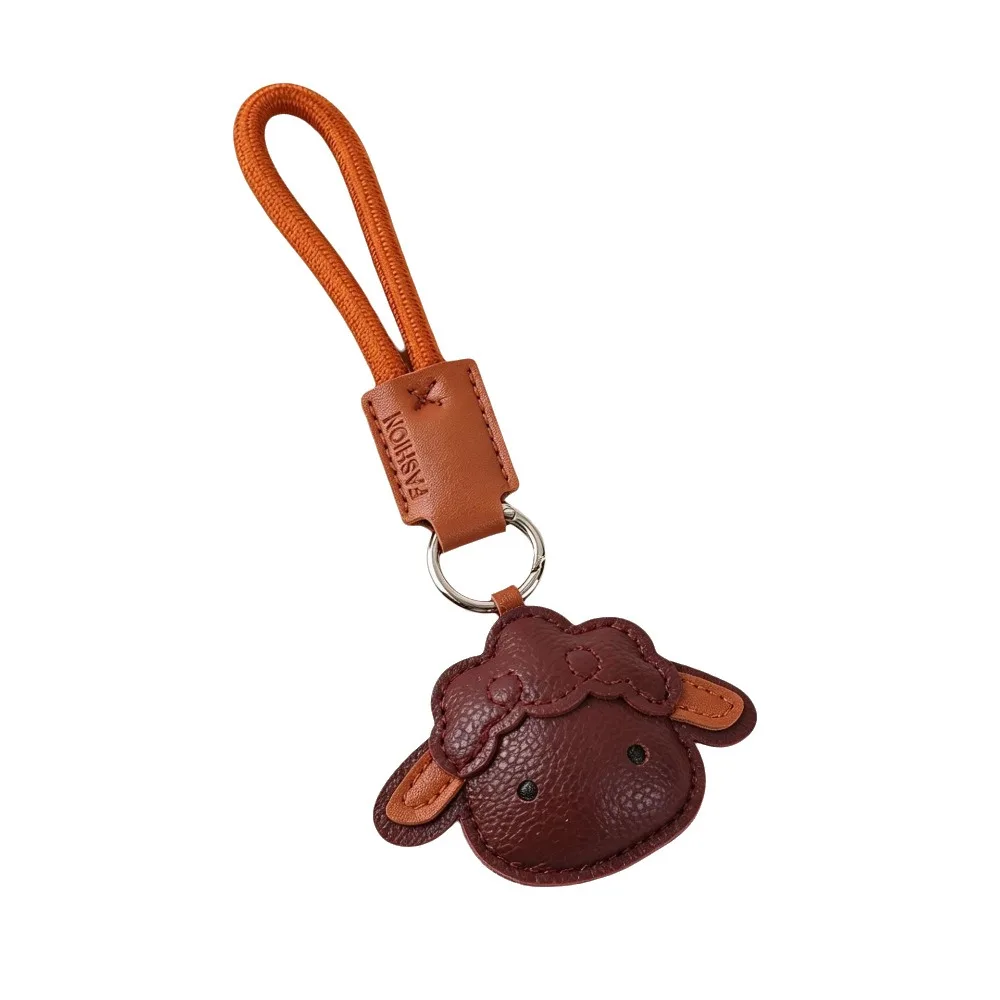 Cute Cute Sheep PU Leather Keychain PU Leather Lightweight Lamb Keyring Anti-Scratch Wear-Resistant Car Key Ring Goat Ornament