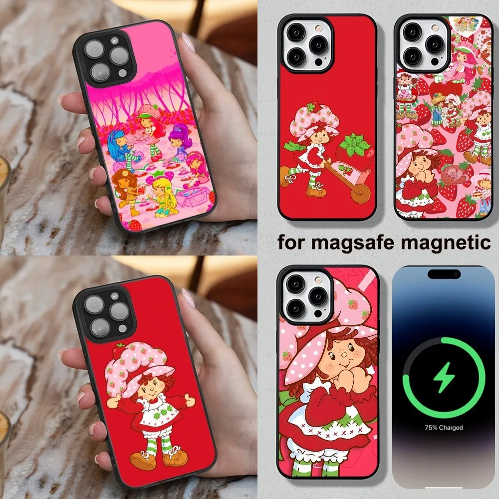 Pink  Phone Case For iPhone 16,15,14,13,12,11,Plus,Pro,Max,Mini Strawberry S-Shortcake  Magesafe Magnetic Wireless Charge