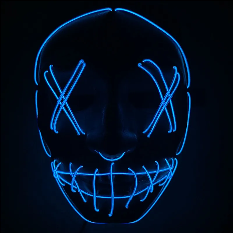 HalloweenELLuminousMaskPurgeHorrorBloodThickLedStreetDance Mask