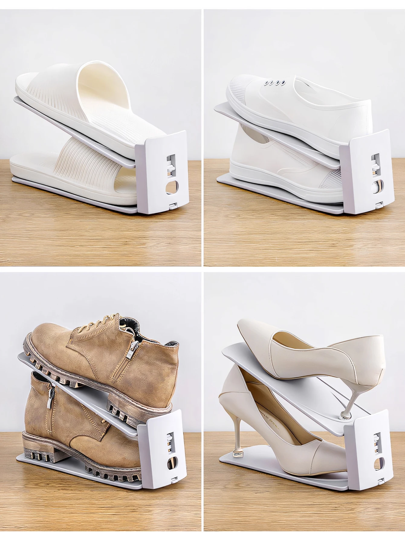 2/4/8PCS Space Saving Shoe Rack 2-Layer Adjustable Expandable Shoe Shelf for Closet Easy Assembly Shoe Organizer