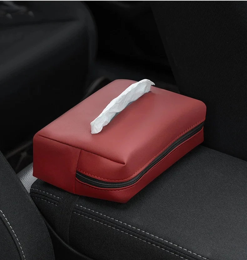 Zipper Car Tissue Bag Hanging For Sun Visor Seat Back Armrest Universal Vehicle Napkin Pouch Practical Hidden‑style Auto Interio