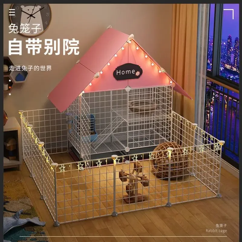 Rabbit Cage Villa Home Indoor Rabbit Nest Automatic Fecal Cleaning Extra Large Dutch Pig and Guinea Pig New Pet House