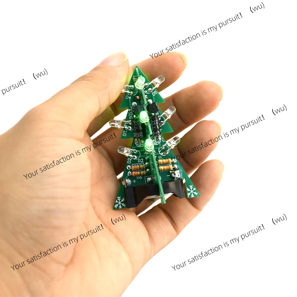 DIY Electronics Kit 3D Christmas Tree, Electronics Science Assembly Soldering Kit 3 Colors Flashing LED PCB