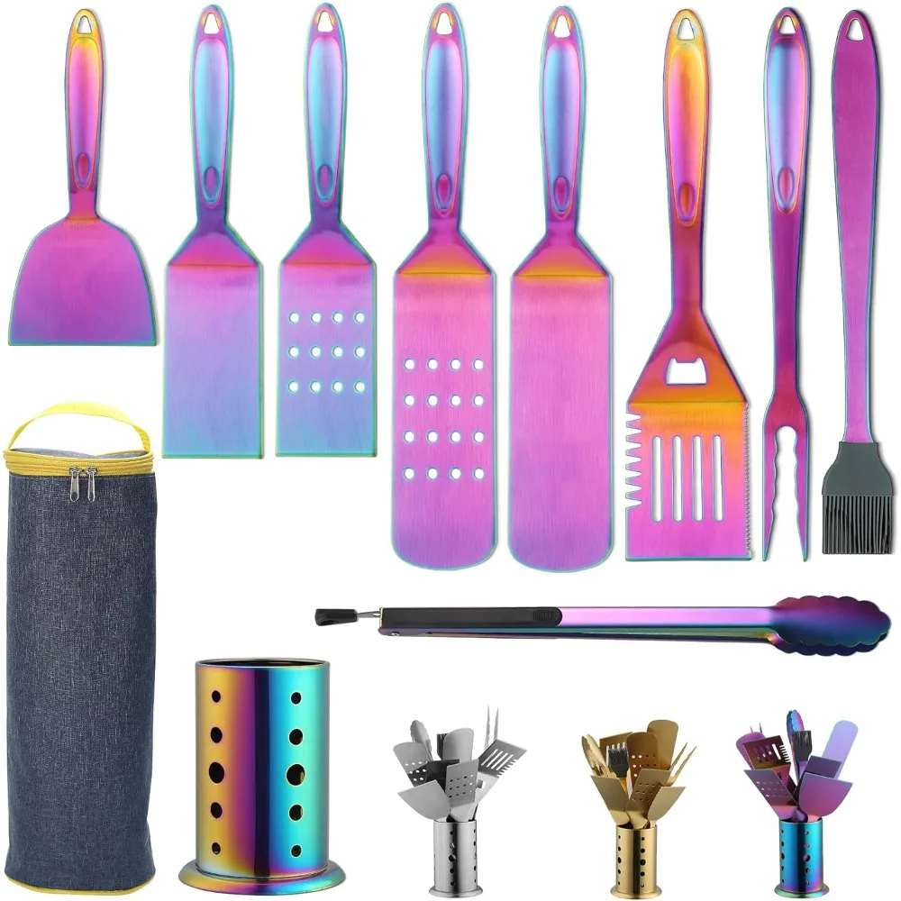 

Комплект аксессуаров для гриля Berglander Rainbow, 10 предметов с держателем для посуды, ручкой из нержавеющей стали в сборе с баклитом Make It