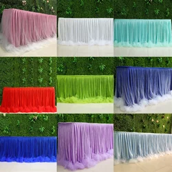 Ice Silk And Organza Table Skirt for Party Wedding Home Decoration Birthday Party / Baby Shower Chiffon Table Skirt