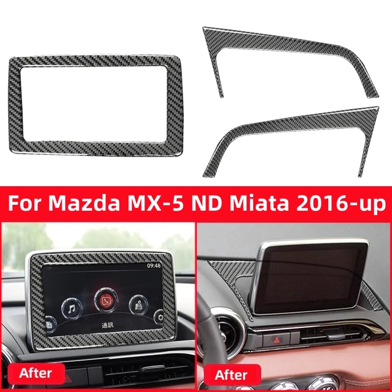 

For Mazda MX-5 ND Miata 2016-2022 MX5 Roadster Dashboard GPS Navigation Screen Carbon Fiber Covers Trim Car Interior Accessories