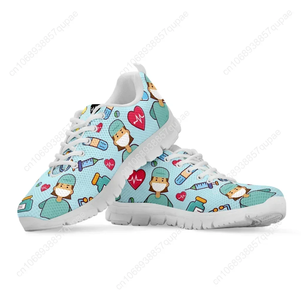 Women Doctor Nurse Sneakers Medical Hospital Print Lightweight Mesh Flats Ladies Casual Spring Cute Nursing Shoes