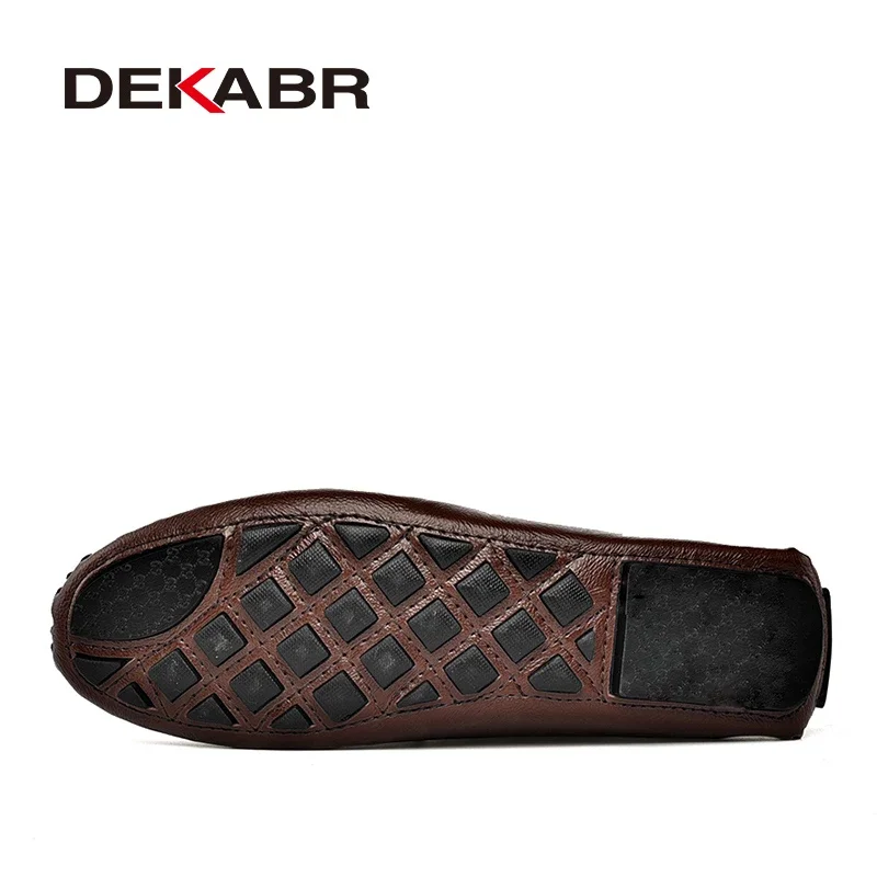 DEKABR Men High Quality Leather Loafers Men Casual Shoes Moccasins Slip On Flats Fashion Men Shoes Male Driving Shoes Size 38-47