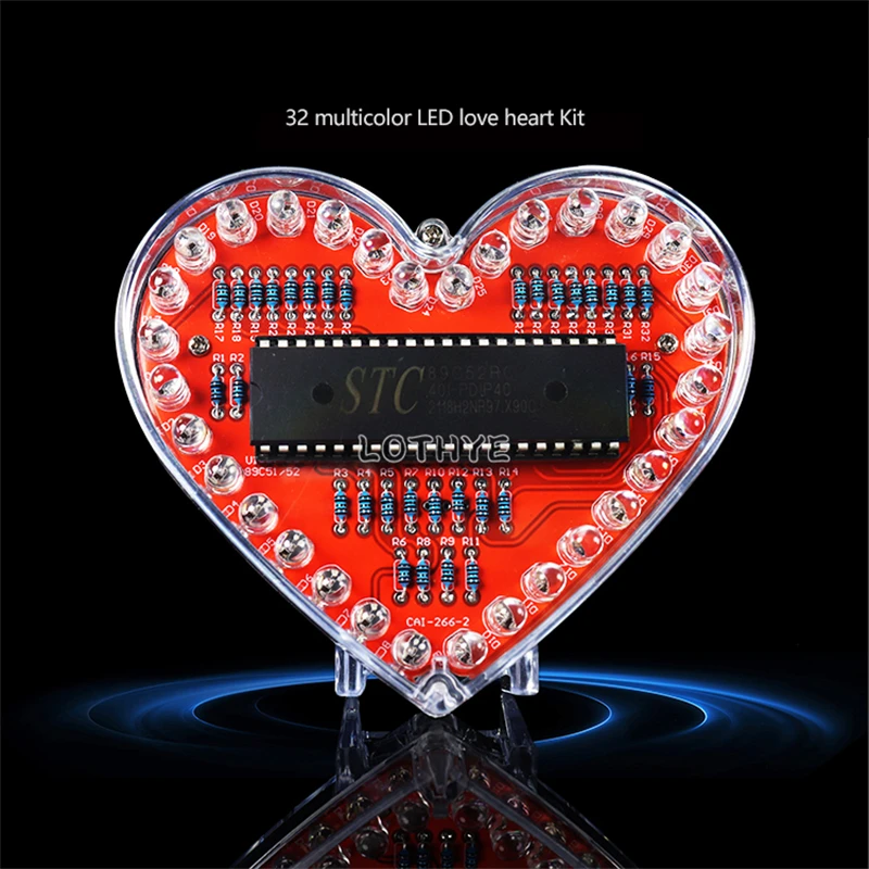 Wielokolorowe światło LED w kształcie serca DIY zestaw elektroniczny 51 mikrokontroler RGB kolorowe serce miłosne lampa wodna szkolenie spawalnicze