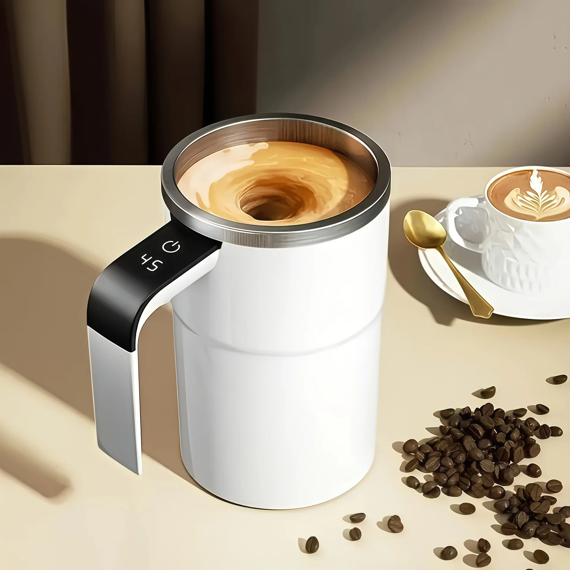 Automatic 380ML Electric Coffee Mixing Mug IP67 Waterproof USB Charging Digital Display Magnetic Cup