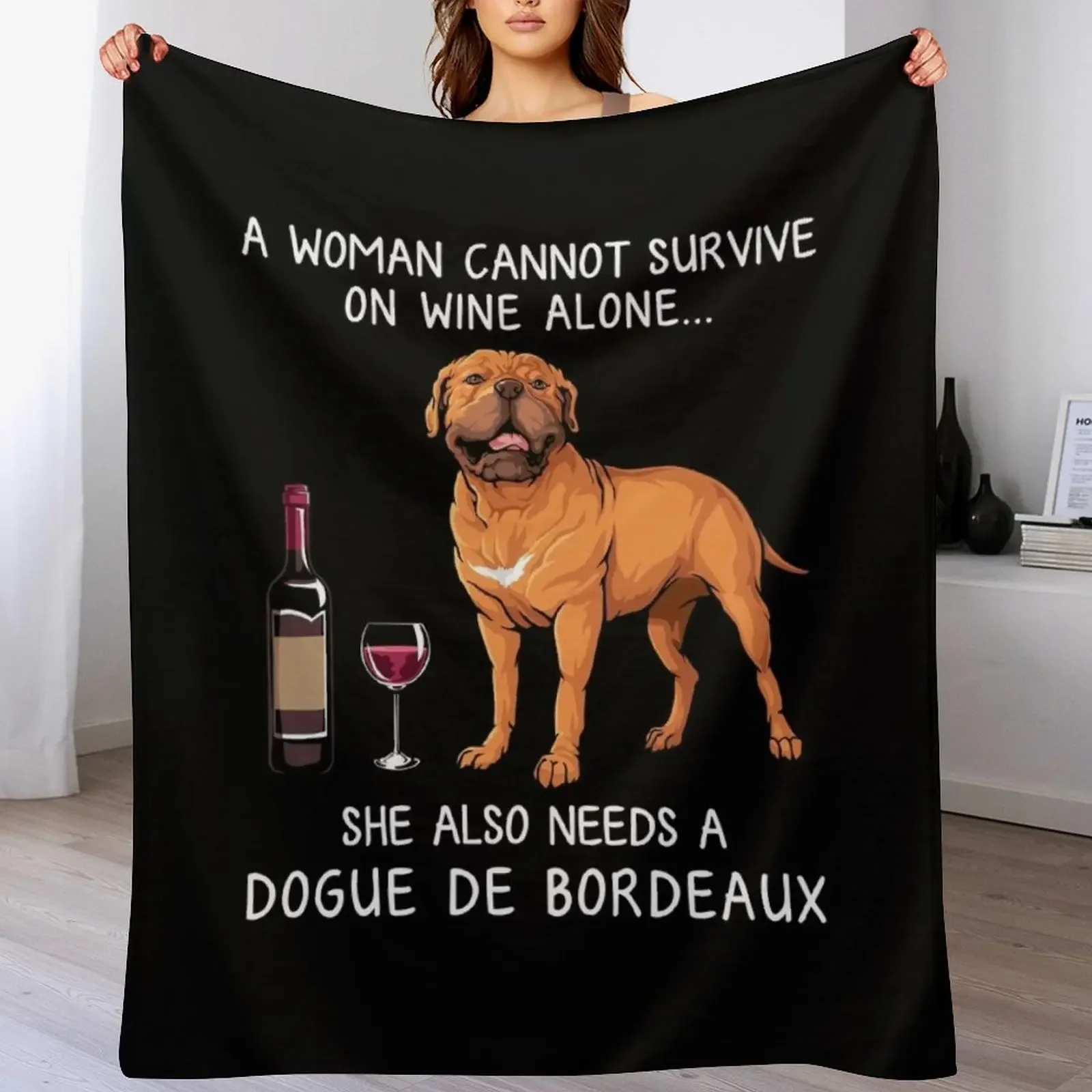 

Dogue Bordeaux and wine Funny dog Throw Blanket For Decorative Sofa Thins Nap Thin Blankets