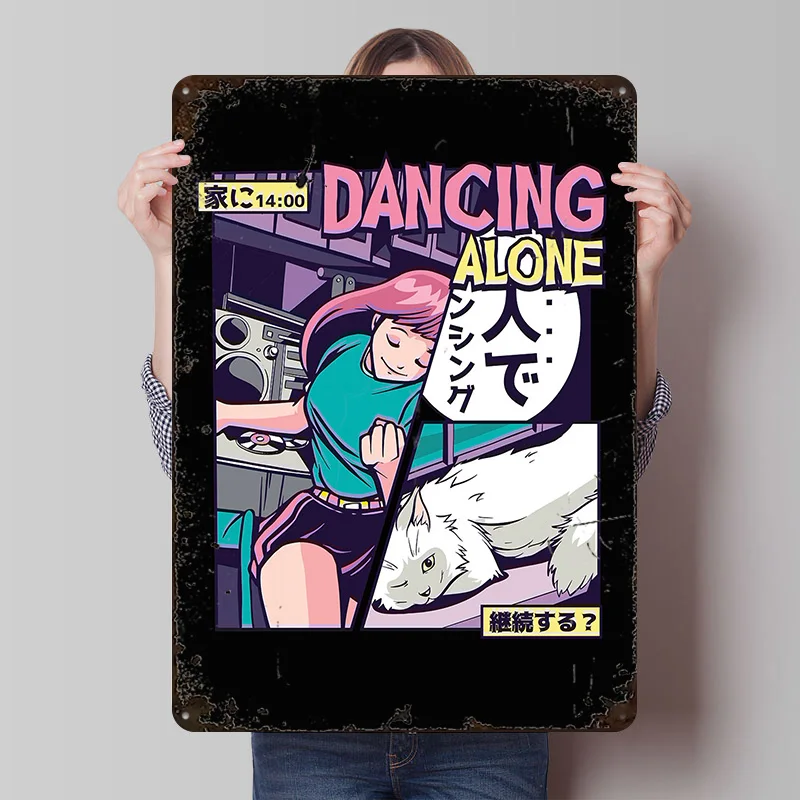 Anime Vaporwave Comics Tinplate Poster Customized Wall Art Vintage Metal Signs Retro Plates for Home Decor Room Bar Accessories