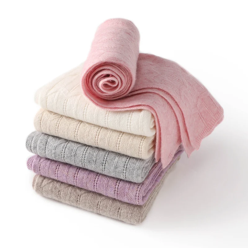 

High Quality 100% Cashmere Scarf Women - Winter Warm Knit Solid Color Scarf, Soft Luxury Neck Scarf, Elegant Lightweight Scarf