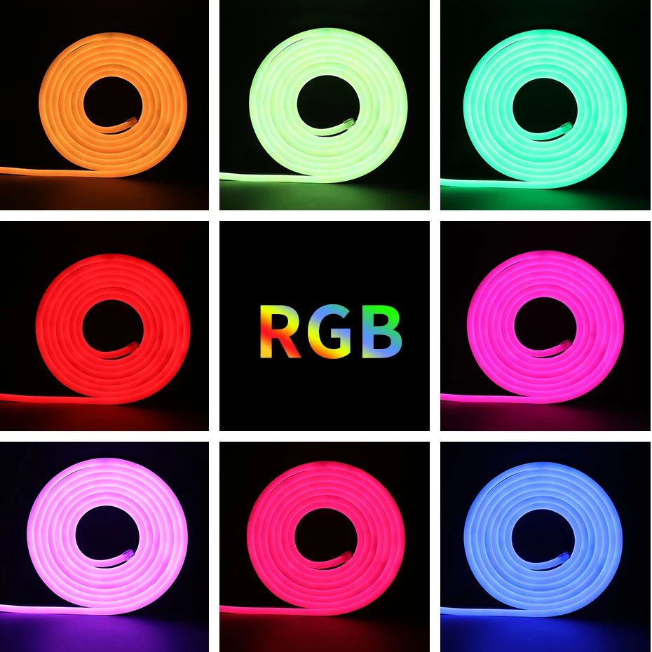 220V Neon Light Sign Tuya WiFi RF Control Panel RGB Neon Led Tape Strip Waterproof Neon Rope Flexible Outdoor Home Lighting