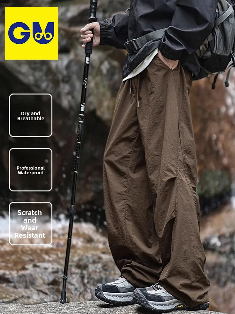 

American Retro Loose Work Pants Men's Autumn Folded Wide Leg Casual Paratrooper Pants Youthful Energy Sle Straight Tube
