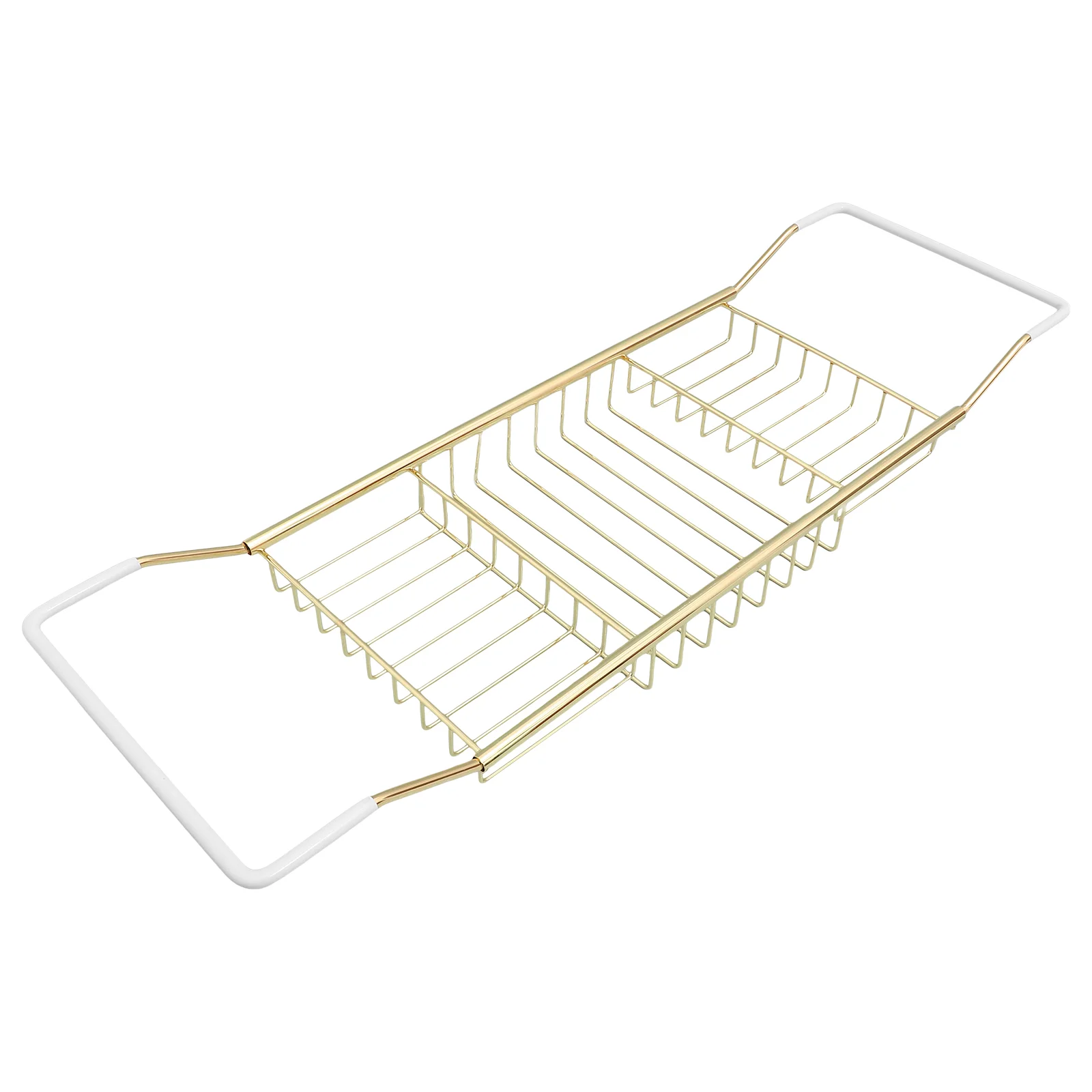 Telescopic AntiSlip Storage Rack Golden Color MultiFunctional Bath Tray Portable Phone Holder Adjustable Design For Bathtub