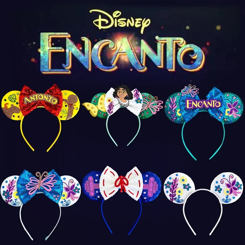 

Disney Ears Headband For Women Anime Encanto Hairbands Girl Mirabel Amy Headwear Sequins Bow Hair Accessories Kids Birthday Gift