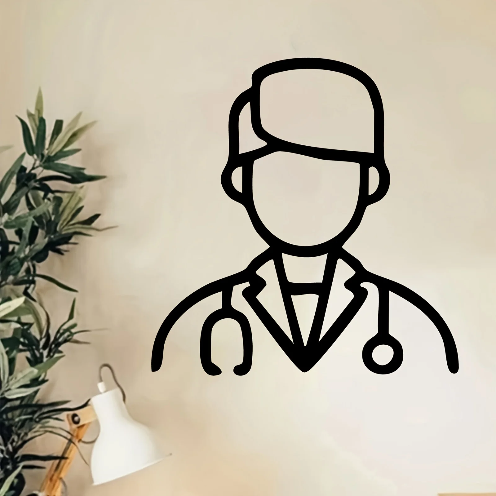 CIFBUY Metal Wall Art,2D Flat Laser Cut Doctor Silhouette Medical Iron Hanging Sculpture,Rustproof Powder‑Coated Wall Decor