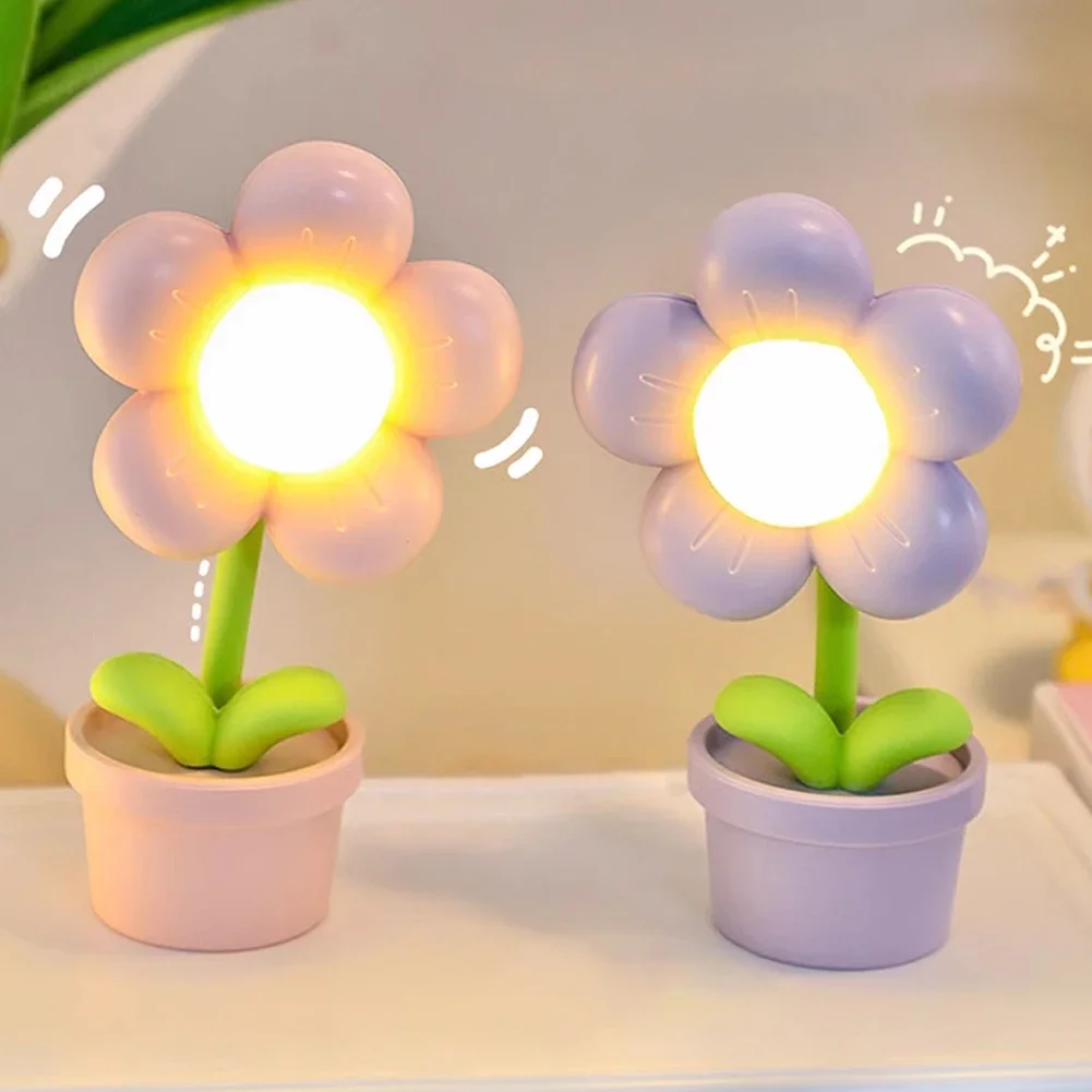 ミニLEDフラワーナイトライト、かわいい小さなテーブルランプ、デスクトップの装飾、ベッドサイドの寝室、周囲ライト、子供のおもちゃ、子供の休日のギフト