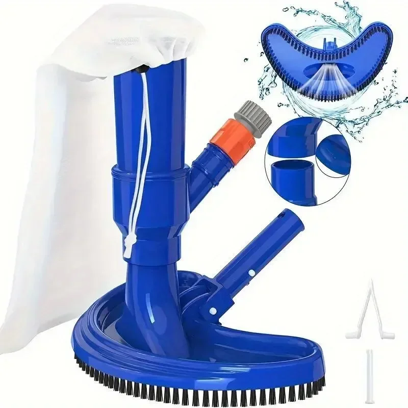 

Portable Vacuum Jet Underwater Cleaner for Swimming Pools Pond Blue Crescent Professional Shaped Cleaning Tool with Brush Bag