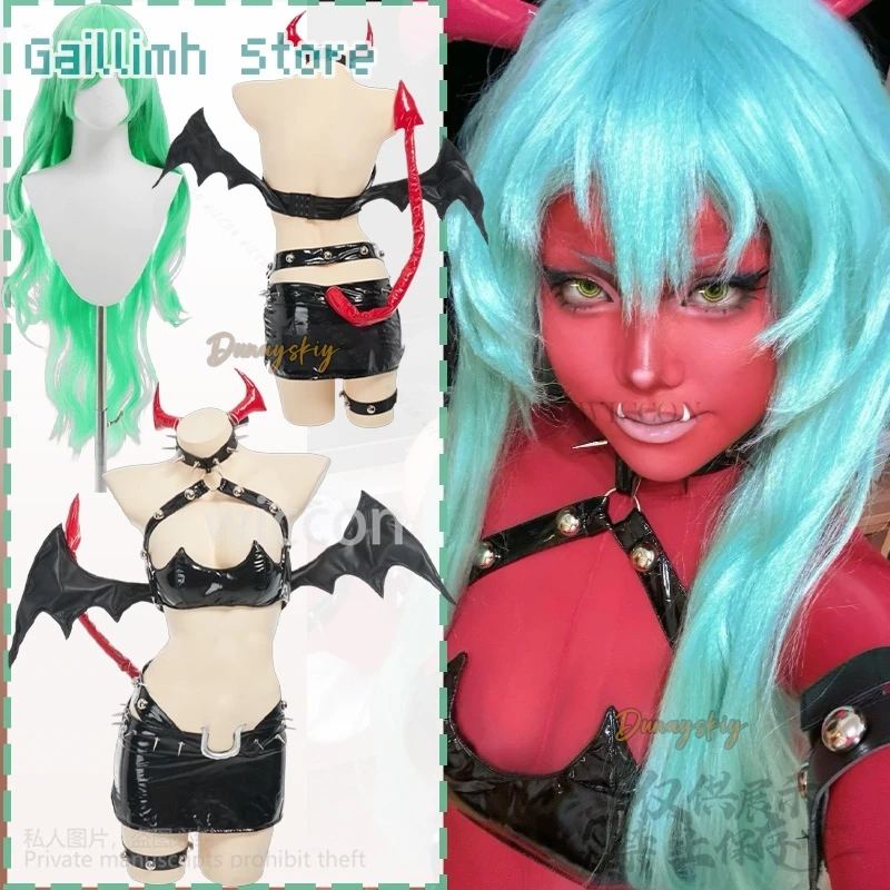 

Scanty Cosplay PANTY & STOCKING With GARTERBELT Anime Costume Nightclub Queen Patent Leather Demon Sexy PU Tight Suit Halloween
