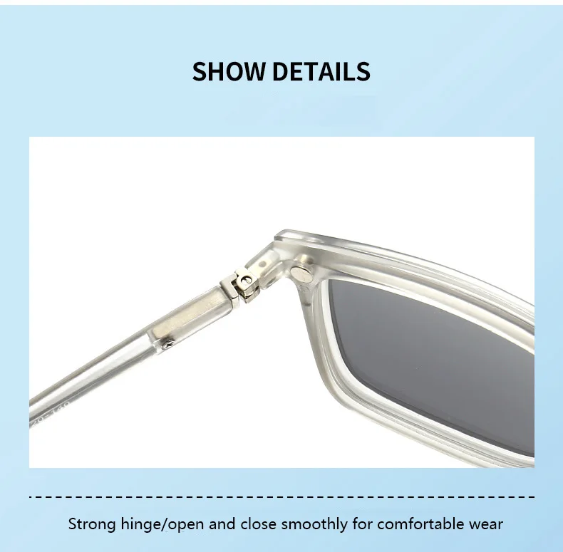 Transparente Damen-Sonnenbrille mit quadratischem Rahmen, 6-in-1-Brille mit magnetischem Clip, polarisierte Nachtsichtbrille für Herren – Detail 11