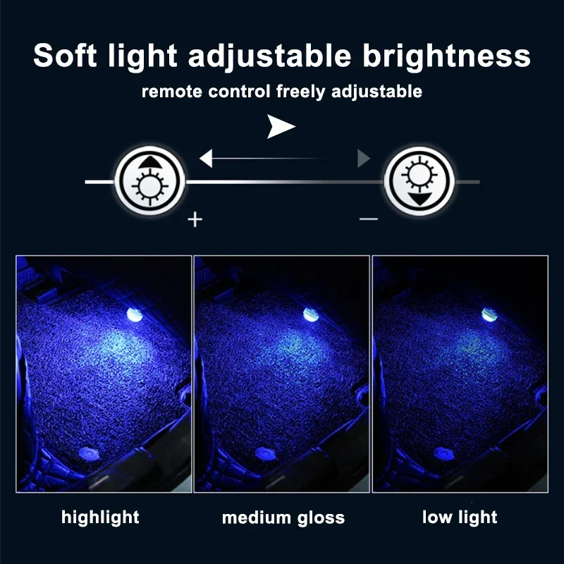 SEAMETAL Wireless Adhesive LED Car Interior Ambient Light Auto Roof Foot Atmosphere Lamp Diamond Diving Light Remote Control