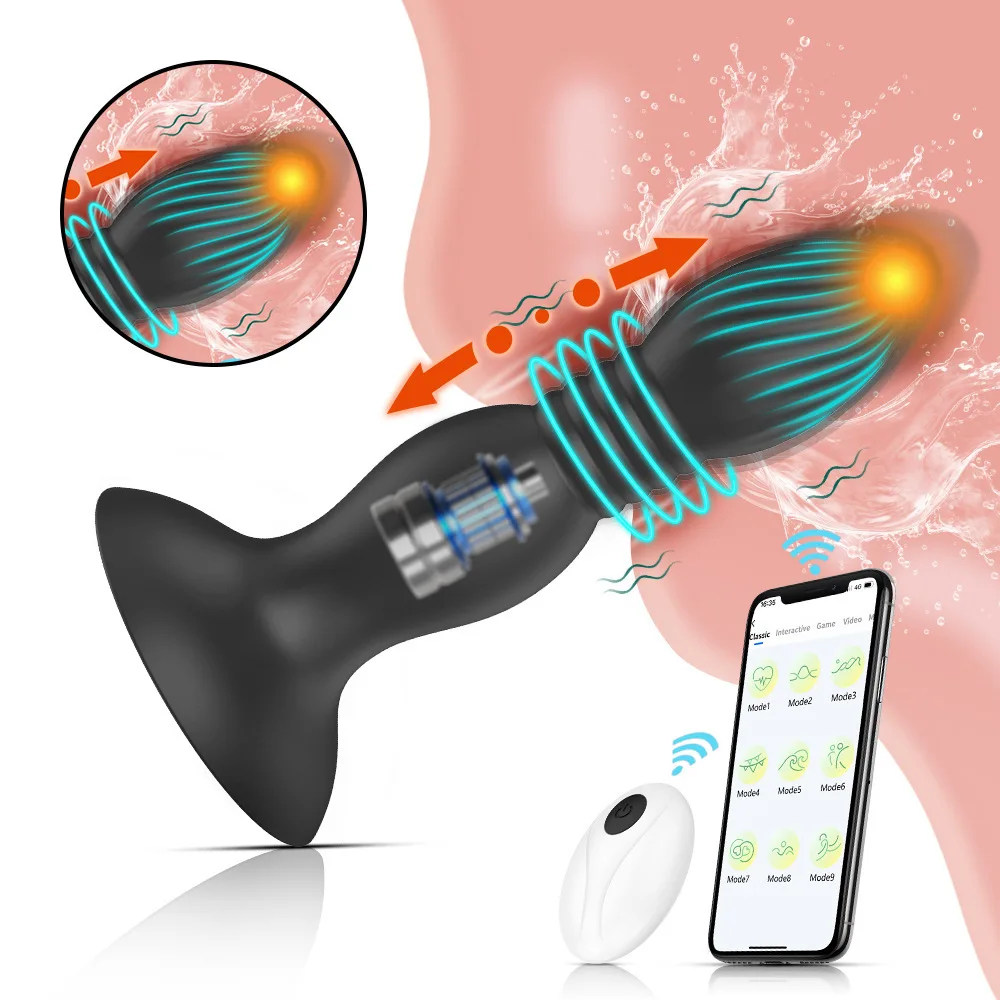 Thrusting بعقب المكونات الشرج هزاز بلوتوث APP التحكم عن بعد تهتز المكونات الشرج مثير ذكر جهاز تدليك للبروستاتا الجنس لعب للرجل