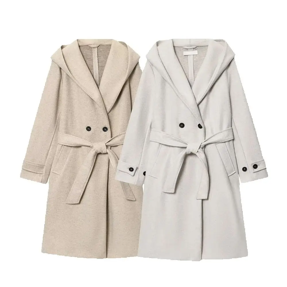

European and American style autumn new product women's long sleeved hooded soft hooded coat jacket