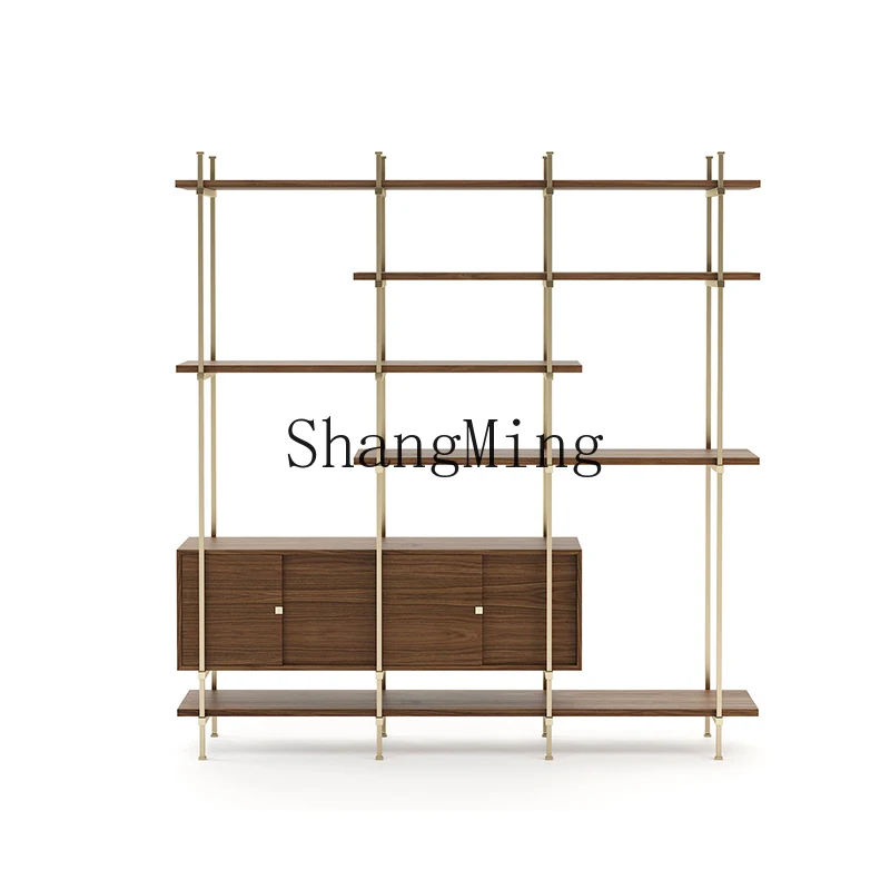 LXY light luxury shelf floor-to-ceiling metal wine cabinet creative multi-layer post-modern simple bookcase