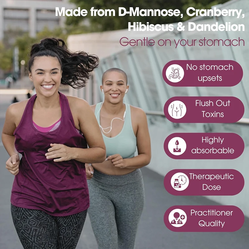 D Mannose Capsules 1000mg Urinary Tract Cleansing and Bladder Health - Cranberry, Dandelion, Hibiscus Flower -60 capsules