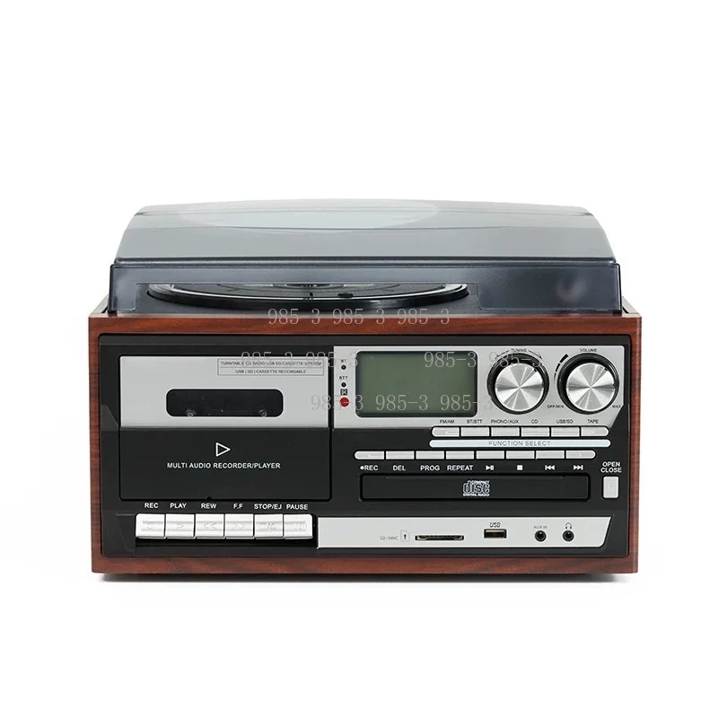 1-In-1 turntable player Gramophone Vinyl phonograph with external speakers AM FM radio Bluetooth tape playback
