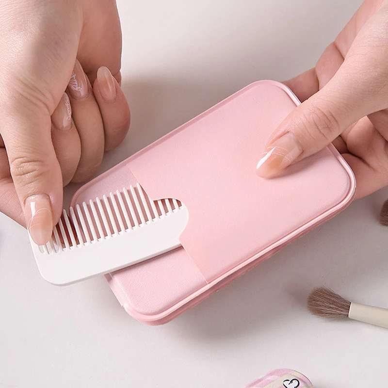 1 個 Pu レザーデスクトップ化粧鏡櫛ポータブルバニティミラー折りたたみ手鏡コンパクトミラー旅行ツール