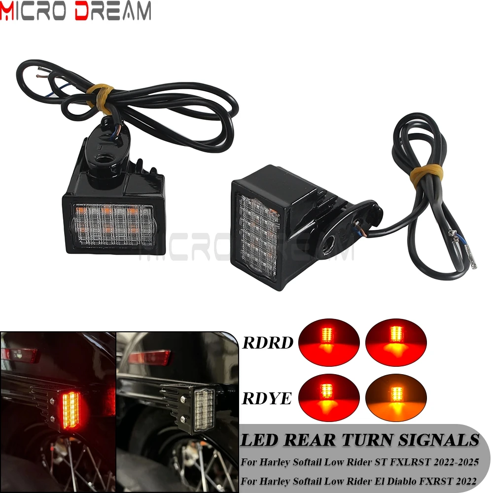 

Motorcycle Rear LED Turn Signal Lights For Harley M8 Softail Low Rider ST FXLRST 2022-2025 El Diablo FXRST 2022 Tail Turn Lamps