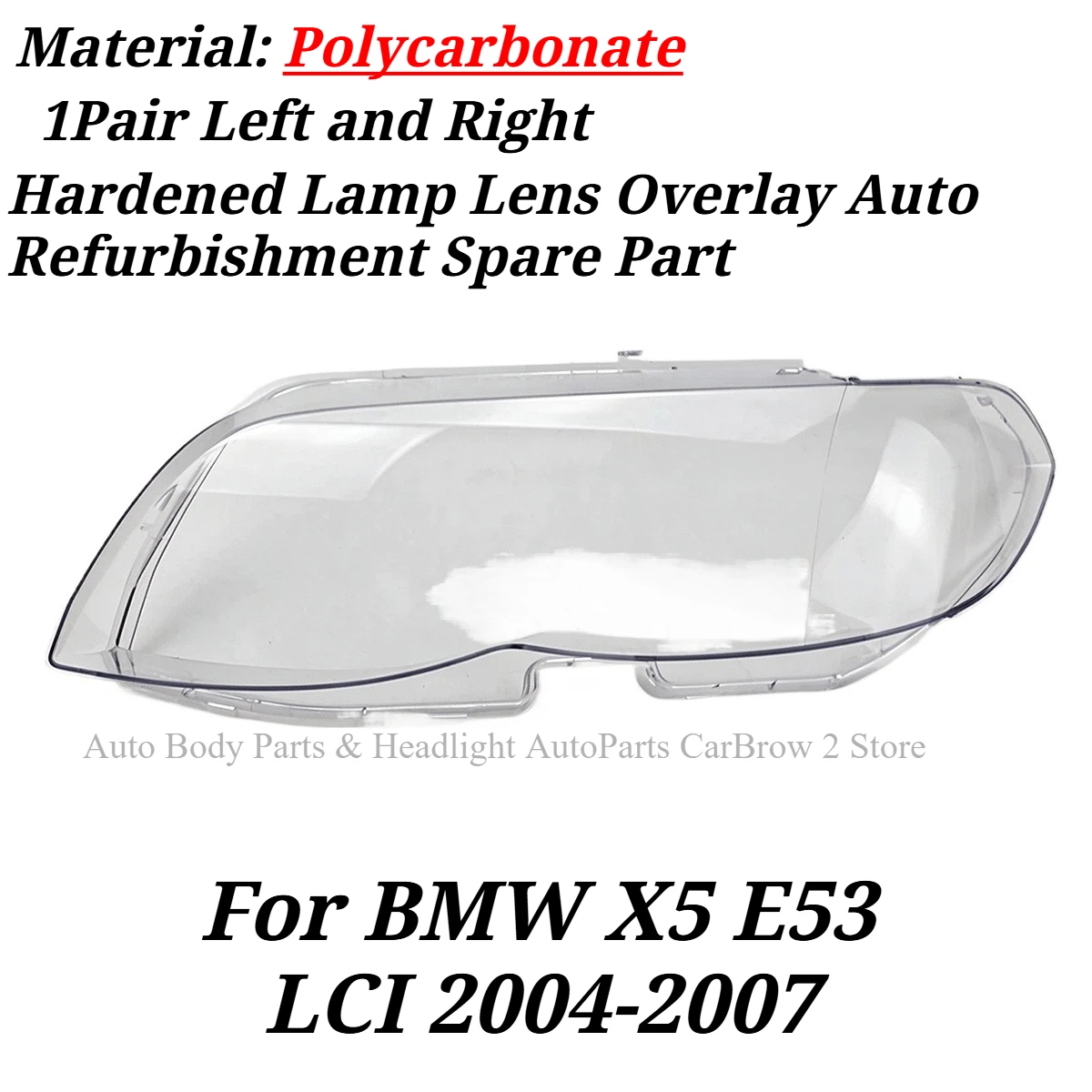 1Pair Front Lamp Plexiglass Lens Shell For BMW X5 E53 LCI 2004-2007 Transparent Headlamp Outer Shield Restore Headlight Surface