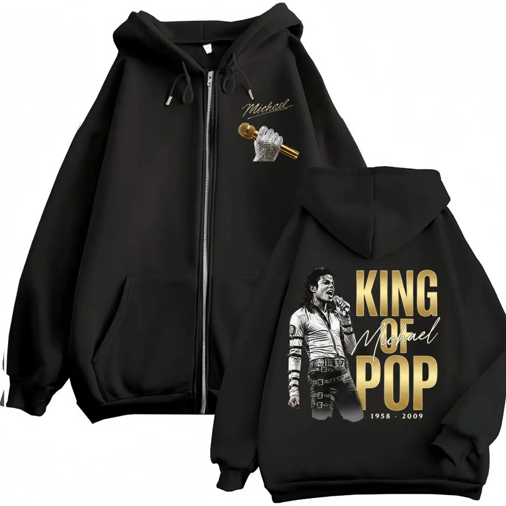 Michael Jackson King of Pop Movie 2026 Reißverschluss-Hoodies für Männer und Frauen, Hip Hop Harajuku Jacke, Sweatshirt, Fleece, Pullover mit Reißverschluss, Mäntel – Detail 2