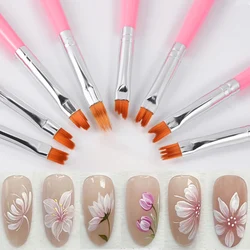 8pcs Nail Art Brushes Set Elongated Lines Striping Drawing for Nails Art UV Gel Painting Professional Manicure Brush Tools Kit