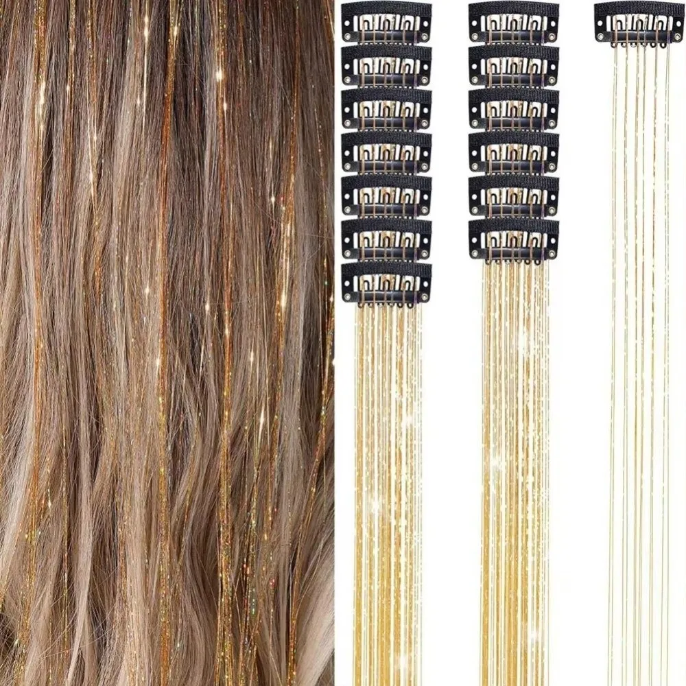 Fashion Highlights Clip Clip in Hair Extensions Colored Fairy Hair Hair Highlights Shiny Long Straight Hair Accessories Girls