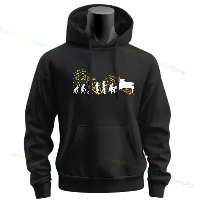 Funny "Piano Music Is My Love Language"Graphic Sweatshirts Long Sleeve Originality Casual Hoodie Esign for Everyday Outdoor Wear