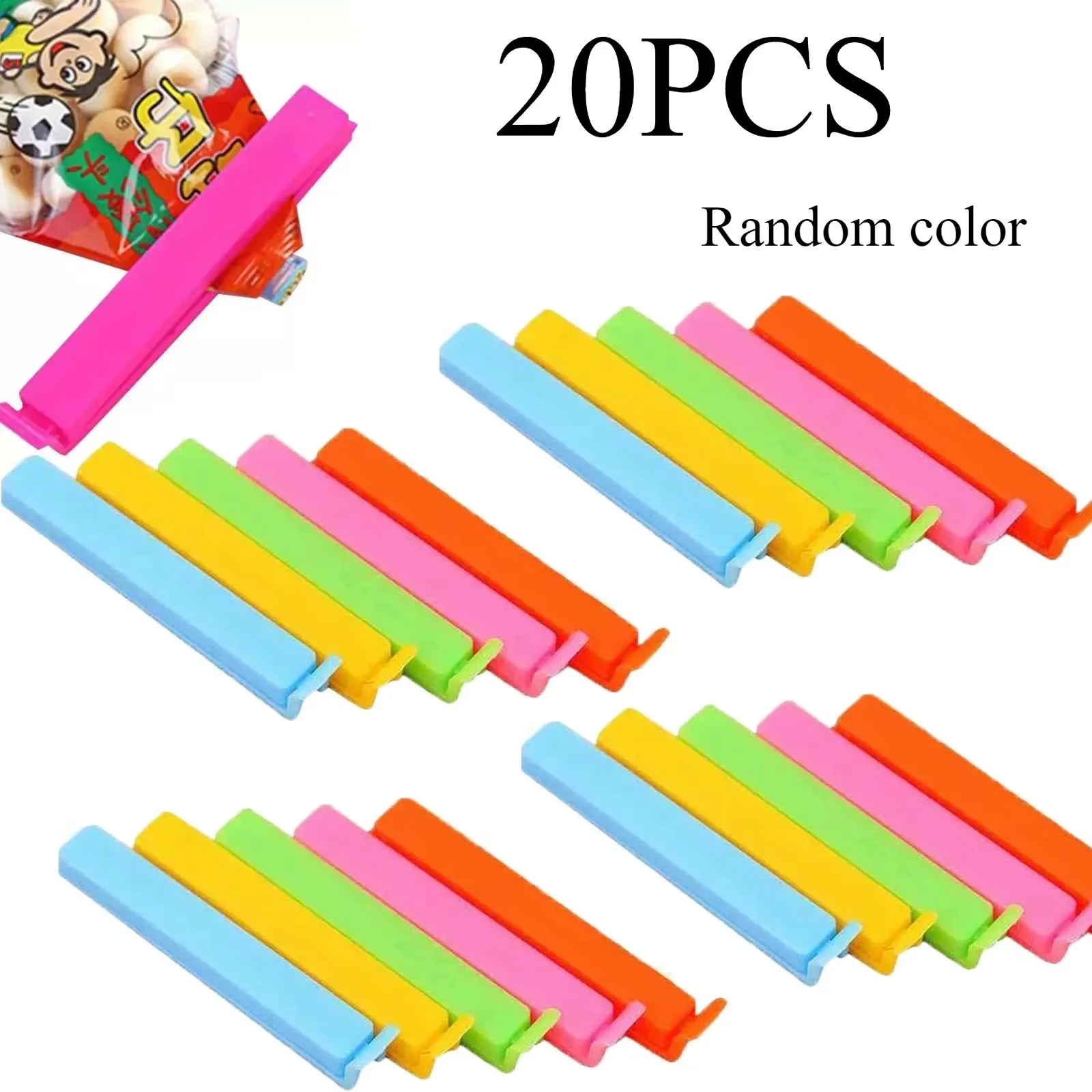 

5-20pcs Colorful Sealing Clips Moisture-Proof Fresh-Keeping Snack Bag Sealer Clamp for Plastic Bags Reusable Kitchen Accessory
