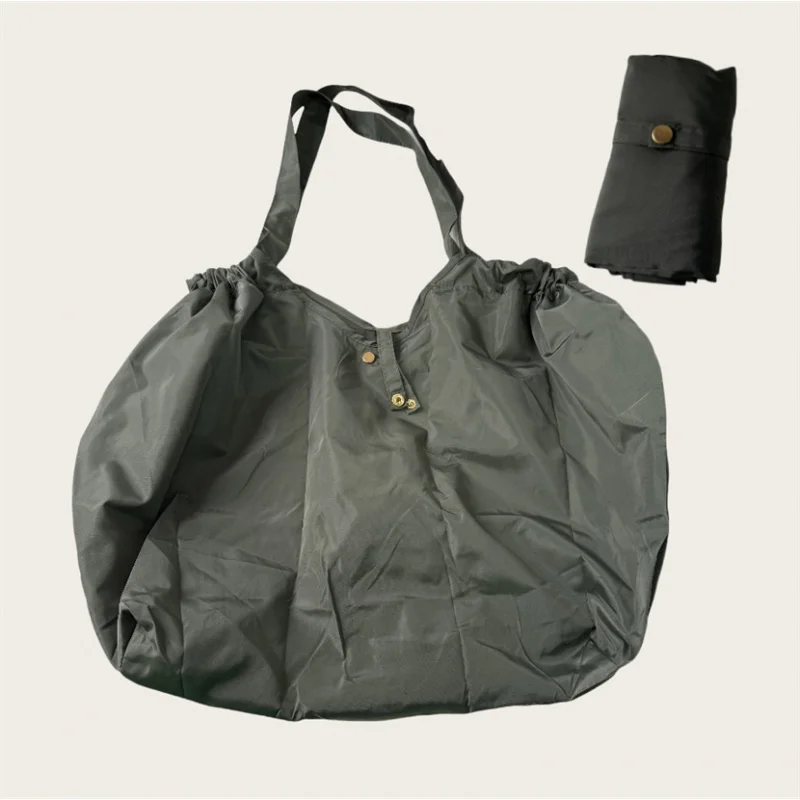 custom.Custom Large Nylon Polyester Reusable Shopping Tote Bags Waterproof Grocery Pouch Drawstring Foldable Fashion Gi