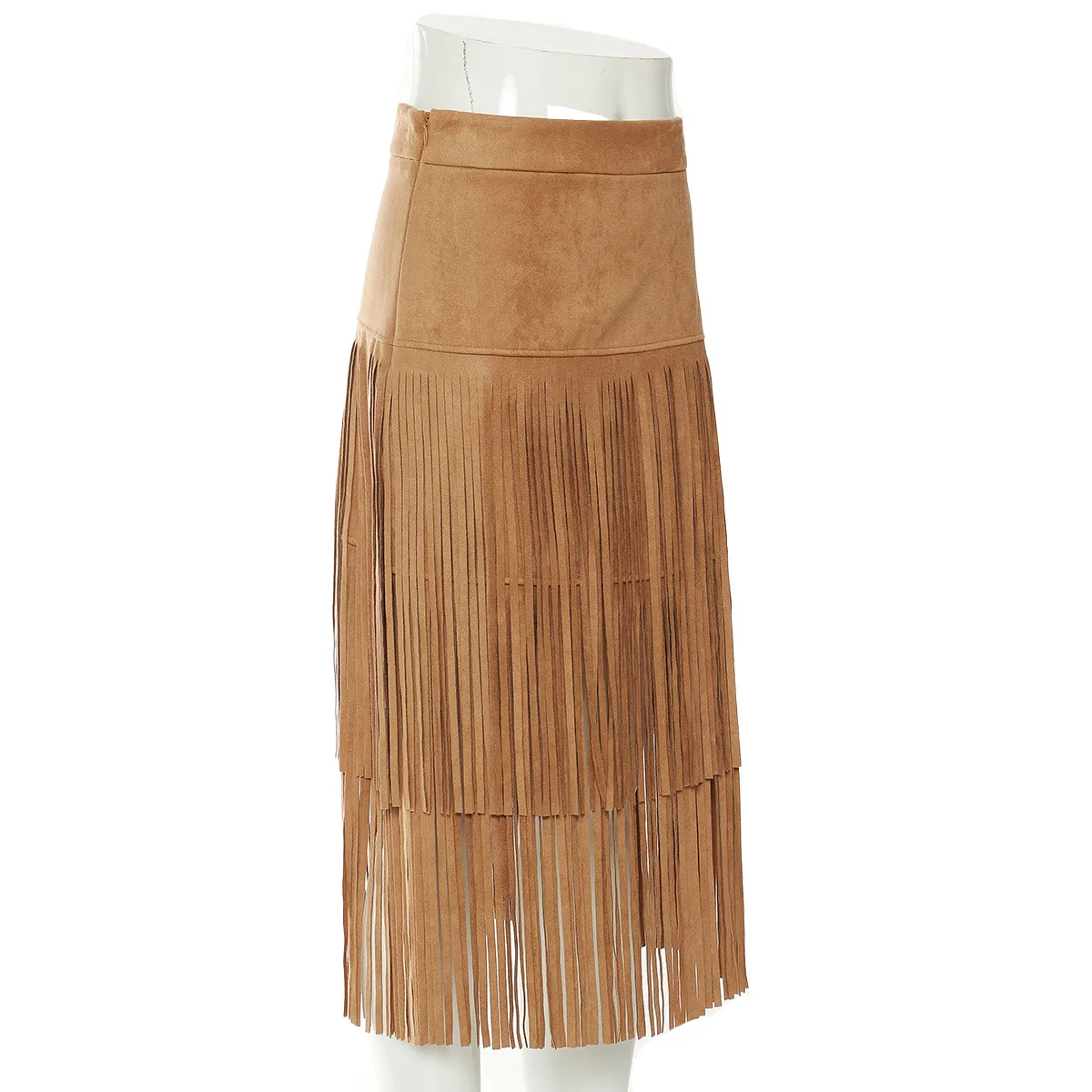 

2025 fashion new denim domineering tassel medium and long skirt women 1038