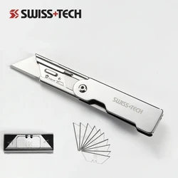 Swiss Tech Folding Utility Knife Unpacking Knife Pocket Knife with Belt Clip Small Sharp Cutting Blade for Cutting Box Paper