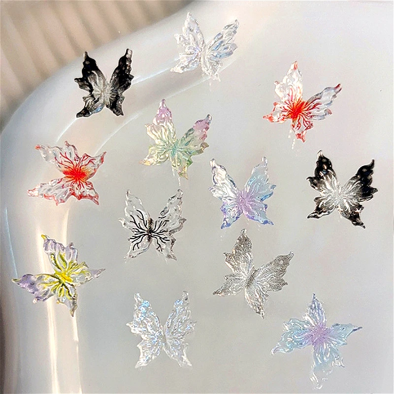 الملونة التدرج الراتنج الجليد شفافة فراشة مسمار التدريبات مسمار الفن زينة DIY بها بنفسك مانيكير أداة الملحقات بالجملة