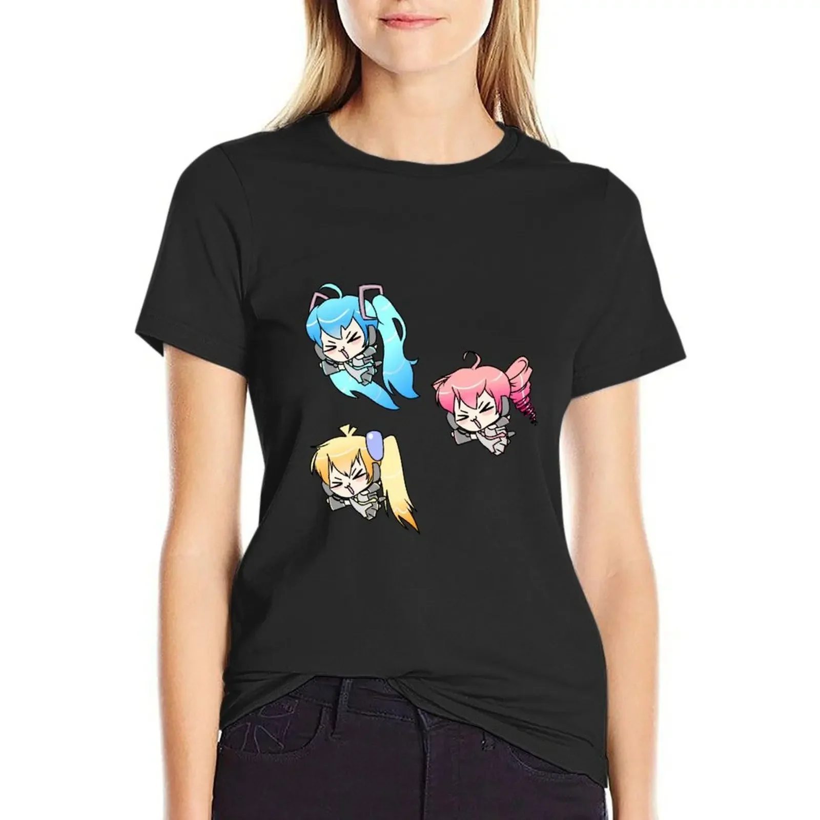 

Chibi Triple Baka Squad T-Shirt summer clothes vintage clothes Aesthetic clothing workout shirts for Women loose fit