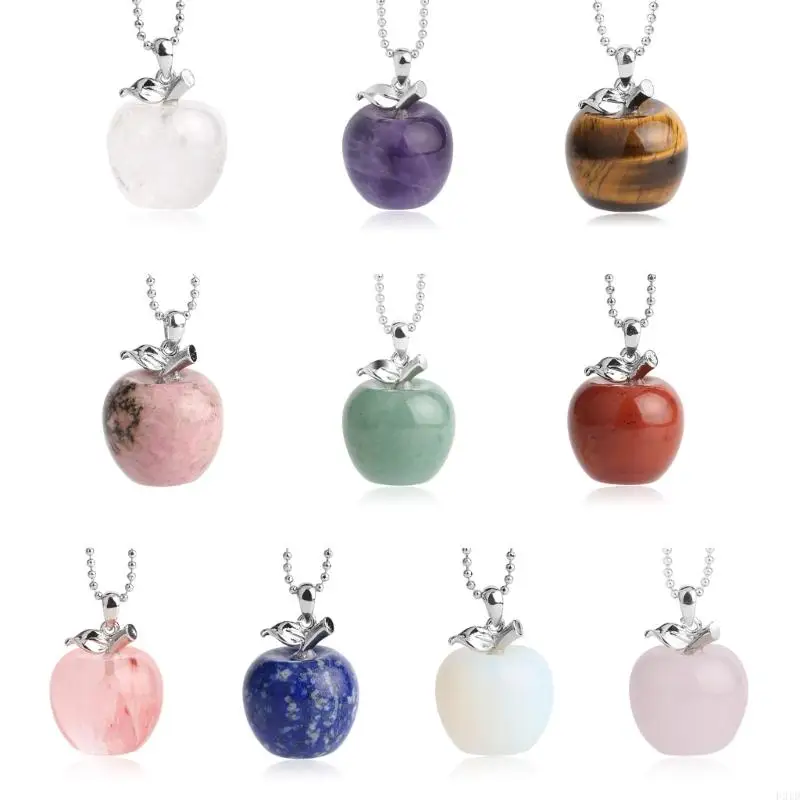 F2TD Natural Stone Necklace Offering a Blend of Elegances and Fashion Apples Pendant Jewelry Fashion Accessory Stone Texture