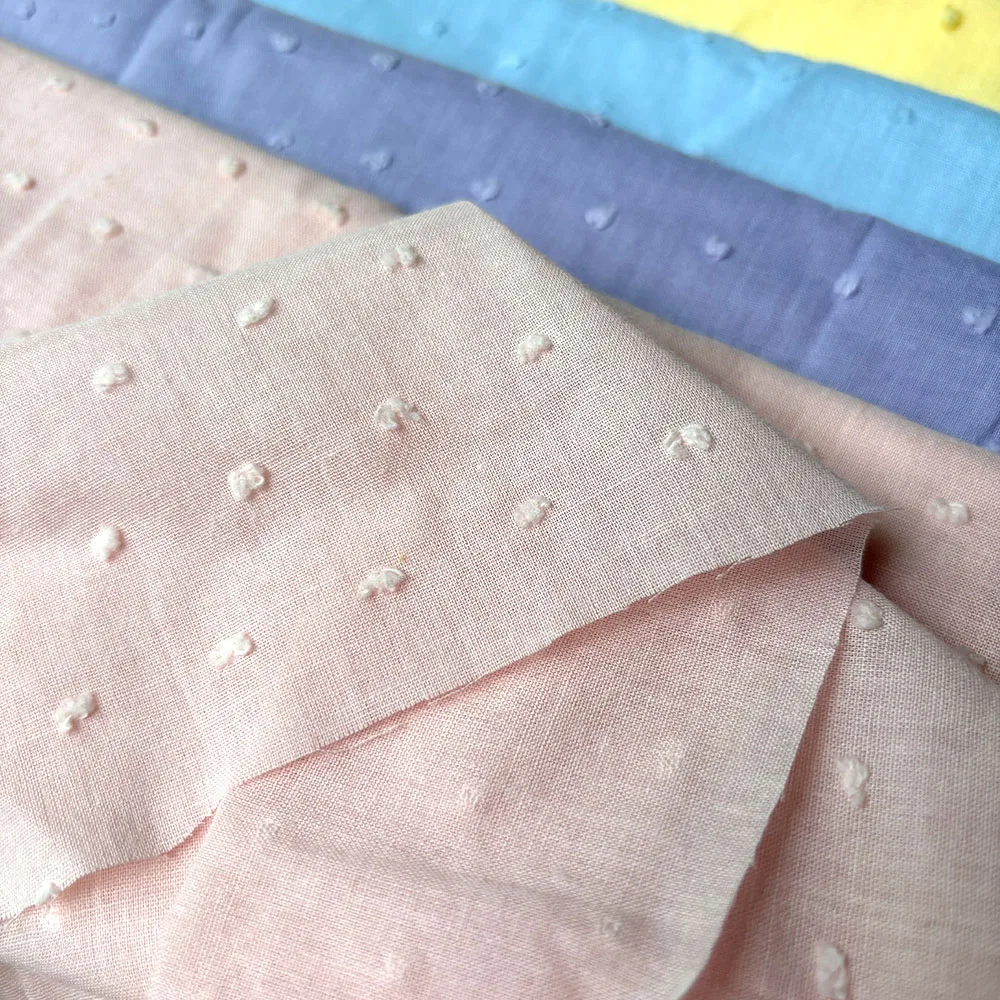 Solid Color Jacquard Dotted Swiss Cotton Fabric Woven For Sewing Woman Spring Summer Shirt Dress Scarf Cloth DIY Handmade Crafts